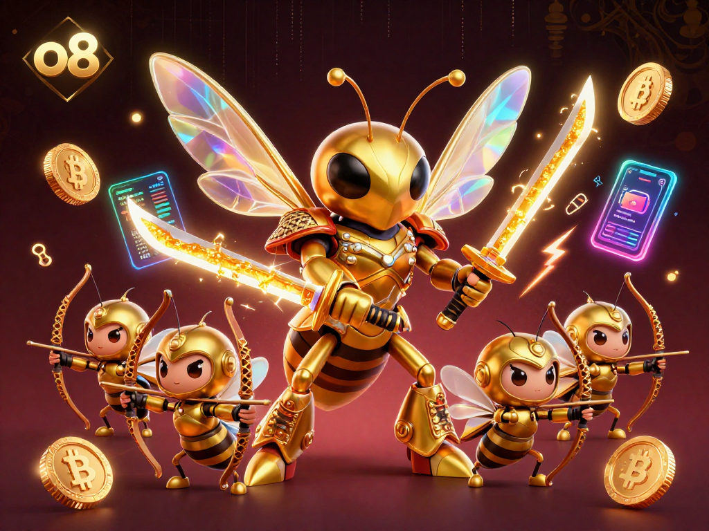 Experience thrilling wins at o8 with a vibrant casino scene featuring samurai hornet warriors.