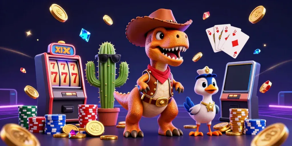 Experience the thrill of slot deposit dana with vibrant characters and casino elements.
