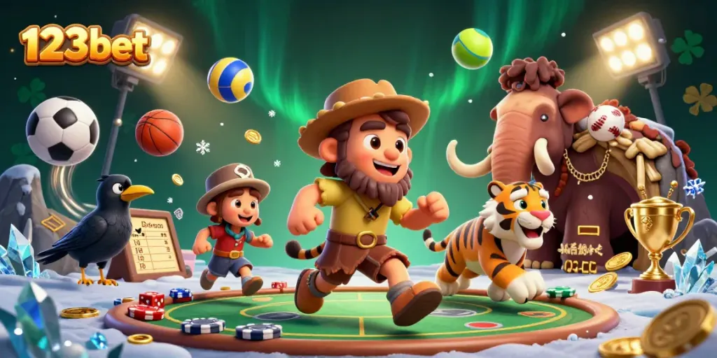 Experience the thrilling atmosphere of 123bet with unique casino characters and dynamic gambling elements.