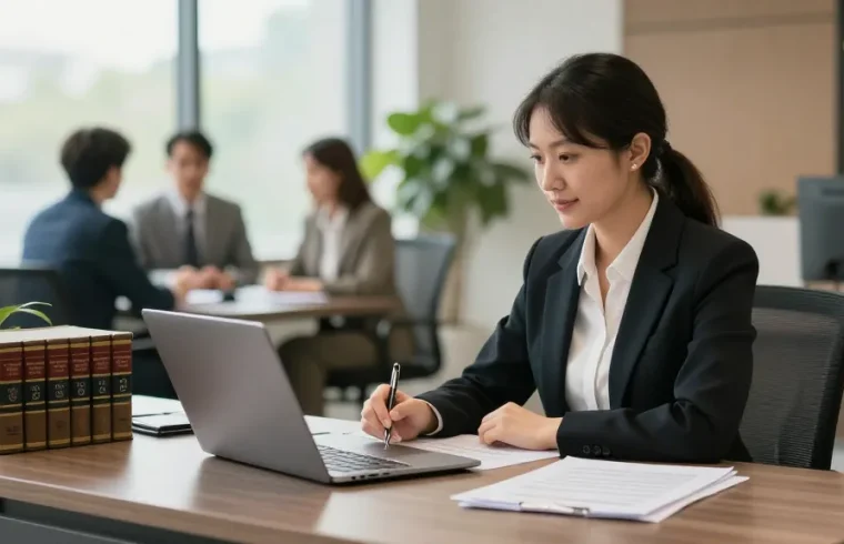 Consultant offering legal advice in a welcoming office atmosphere